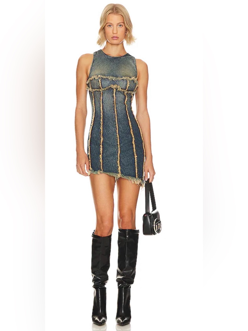 H:ours Aviva Mini Dress in Tinted Dark Indigo Size: Small‎